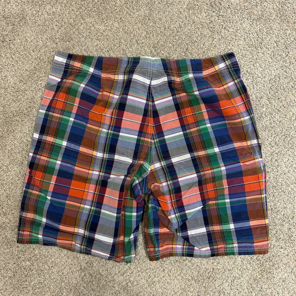 Polo Ralph Lauren Swim Trunks 36 Multi Color Plaid Madras‎ Cargo Board Shorts